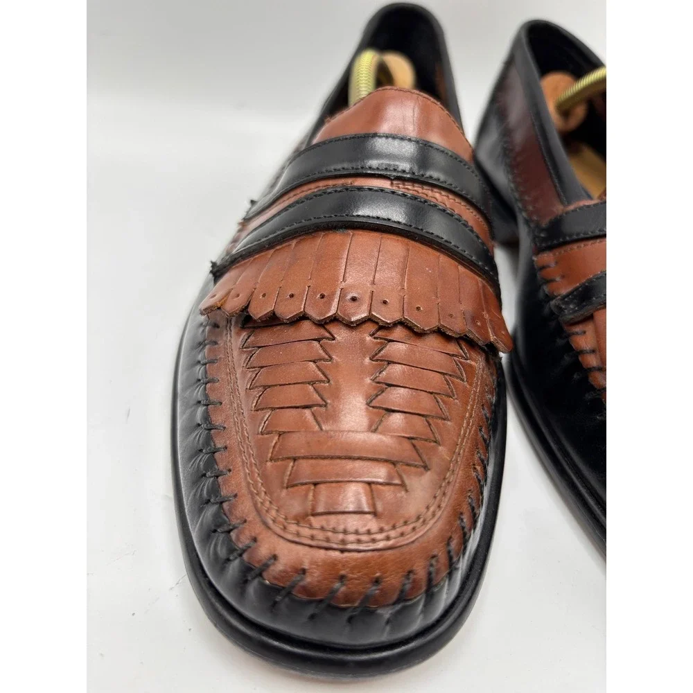 Giorgio Brutini Le Glove Geneva Men's 9D Brown Leather Woven Kiltie Loafers